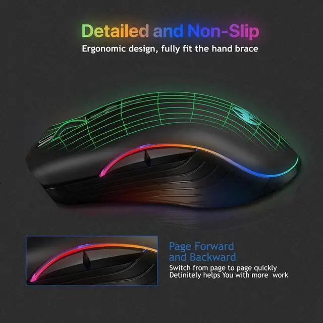 Alt view image 5 of 7 - Gaming Mouse 7 Color LED Backlight Wireless USB Rechargeable Optical Mice For PC