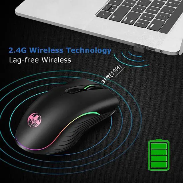 Alt view image 3 of 7 - Gaming Mouse 7 Color LED Backlight Wireless USB Rechargeable Optical Mice For PC