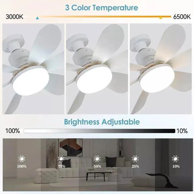 Alt view image 2 of 7 - Socket Fan Light Ceiling Fans With Lights And Remote Dimmable LED Ceiling Fan US