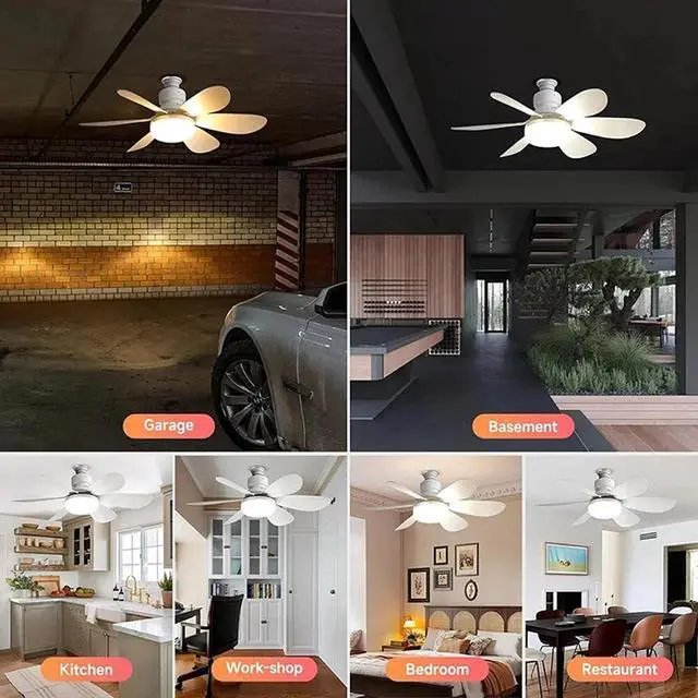 Alt view image 7 of 7 - Socket Fan Light Ceiling Fans With Lights And Remote Dimmable LED Ceiling Fan US