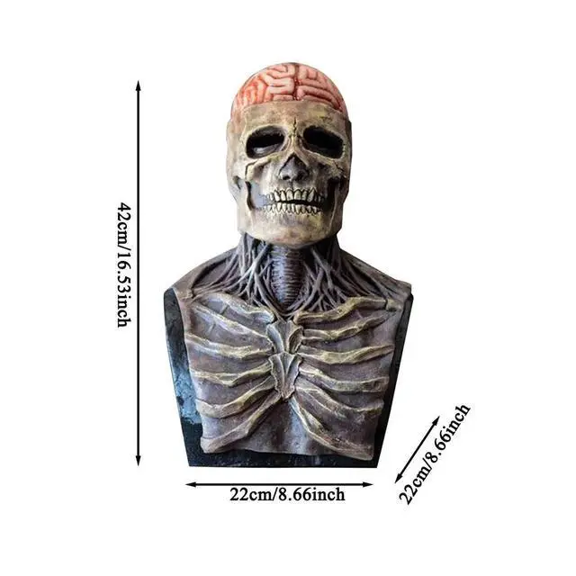 Alt view image 7 of 7 - New Skeleton Halloween Scary Mask Skull Full Head Cosplay Costume Horror Prop US