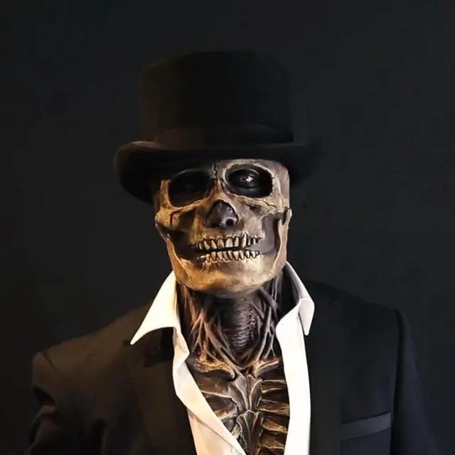 Alt view image 5 of 7 - New Skeleton Halloween Scary Mask Skull Full Head Cosplay Costume Horror Prop US
