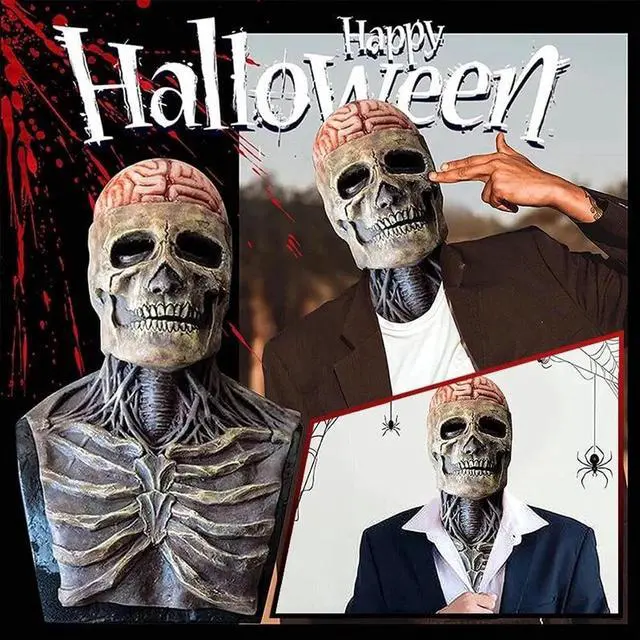 Main image of New Skeleton Halloween Scary Mask Skull Full Head Cosplay Costume Horror Prop US