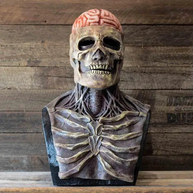 Alt view image 6 of 7 - New Skeleton Halloween Scary Mask Skull Full Head Cosplay Costume Horror Prop US