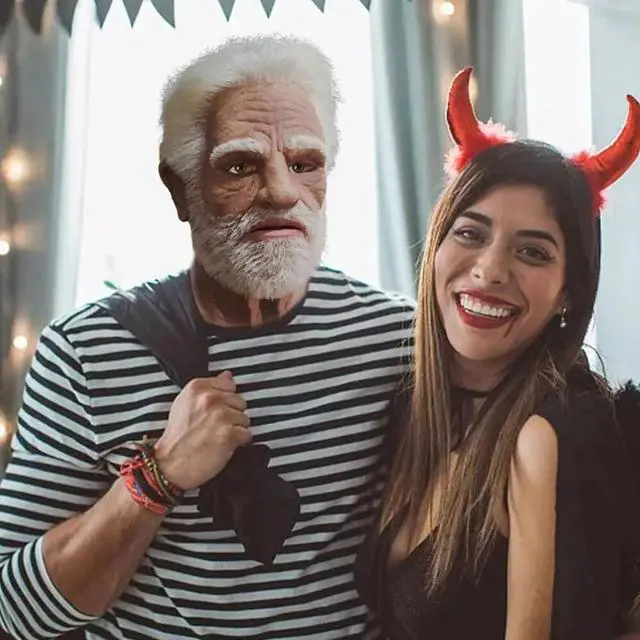 Alt view image 6 of 7 - Realistic Halloween Latex Human Wrinkle Face Mask Old Man Full Head Headwear US