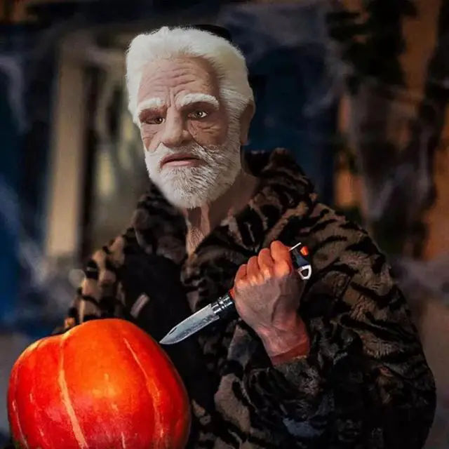 Alt view image 5 of 7 - Realistic Halloween Latex Human Wrinkle Face Mask Old Man Full Head Headwear US