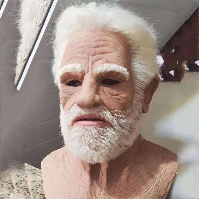 Main image of Realistic Halloween Latex Human Wrinkle Face Mask Old Man Full Head Headwear US