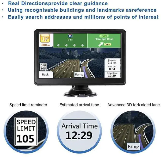Alt view image 5 of 7 - GPS Navigation For Car/Truck Touch Screen Maps w/ Spoken Direction 7" 8G+256M US