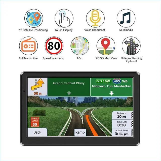 Alt view image 6 of 7 - GPS Navigation For Car/Truck Touch Screen Maps w/ Spoken Direction 7" 8G+256M US