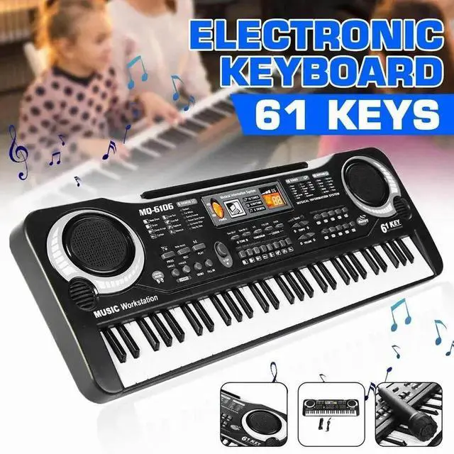 Main image of 61 Key Electric Digital Piano Kids Beginner Player + Mic Portable Music Keyboard