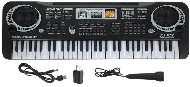 Alt view image 7 of 7 - 61 Key Electric Digital Piano Kids Beginner Player + Mic Portable Music Keyboard