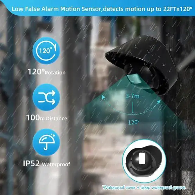 Alt view image 3 of 7 - H2C8 Waterproof 656ft Wireless Driveway Alarm Motion Sensor Alarm Indoor Outdoor