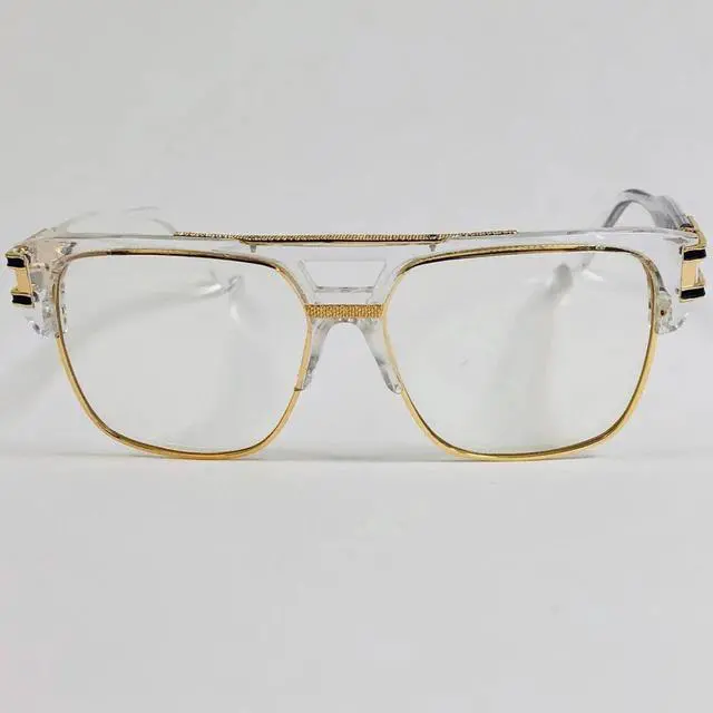 Alt view image 4 of 5 - Men's Sunglasses Designer Fashion Square Clear Gold Frame Clear Lens Style W/Box
