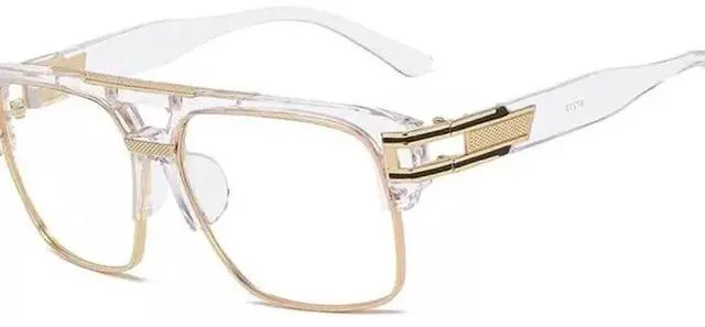 Alt view image 2 of 5 - Men's Sunglasses Designer Fashion Square Clear Gold Frame Clear Lens Style W/Box
