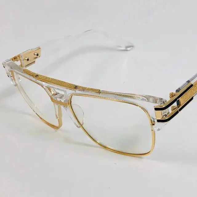 Alt view image 3 of 5 - Men's Sunglasses Designer Fashion Square Clear Gold Frame Clear Lens Style W/Box