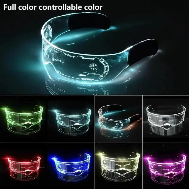 Main image of Clear Lenses 7 Color LED Flashing Light Up Visor Glasses Goggles Rave Party US