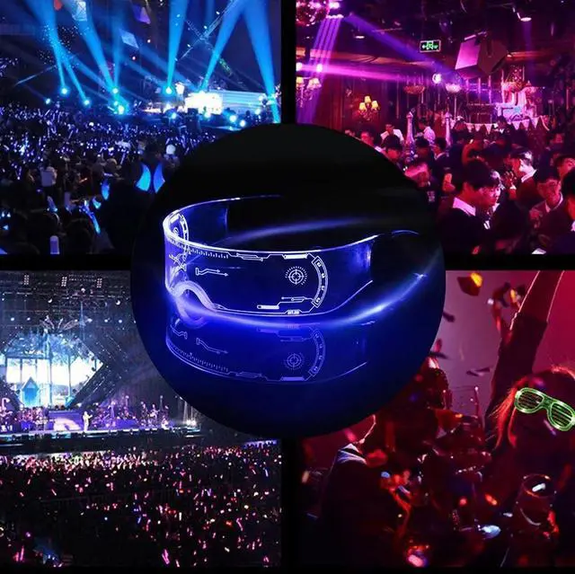 Alt view image 7 of 7 - Clear Lenses 7 Color LED Flashing Light Up Visor Glasses Goggles Rave Party US