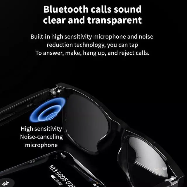 Alt view image 4 of 7 - Smart Glasses Bluetooth Audio Glasses Stereo Music Call Headset Voice Control US