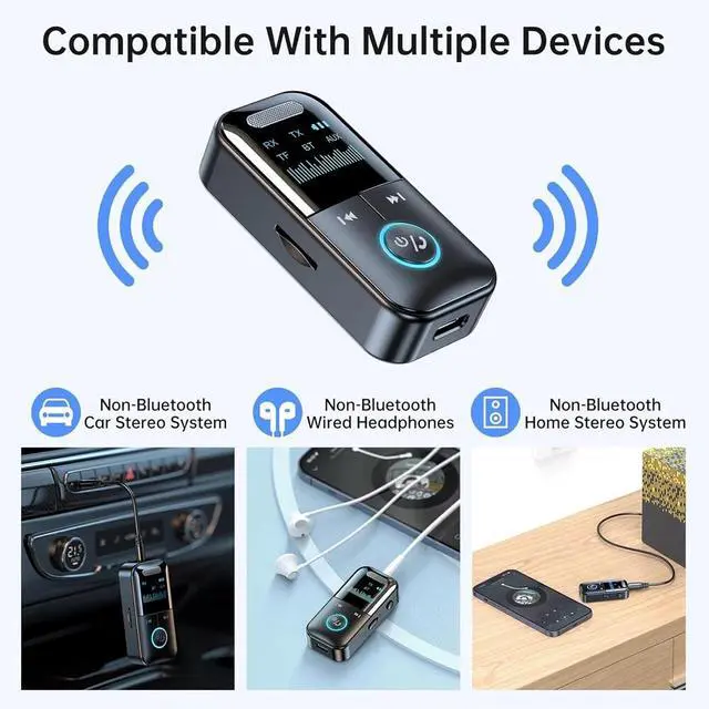 Alt view image 5 of 7 - 4In1 Bluetooth Audio Adapter Wireless Receiver Transmitter MP3 Player 3.5mm Aux