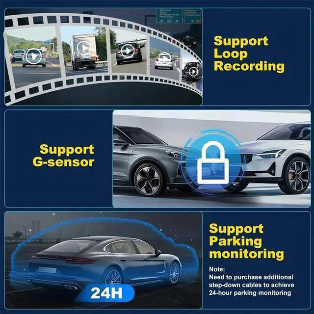 Alt view image 3 of 7 - Dash Cam 4K Full UHD 1080P Car Camera Front Rear Night Vision W/ 32GB SD Card US