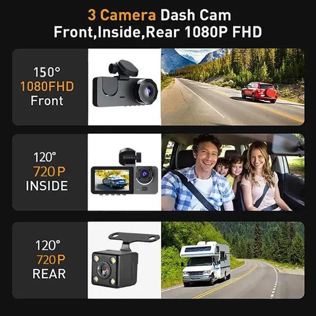Alt view image 2 of 7 - Dash Cam 4K Full UHD 1080P Car Camera Front Rear Night Vision W/ 32GB SD Card US