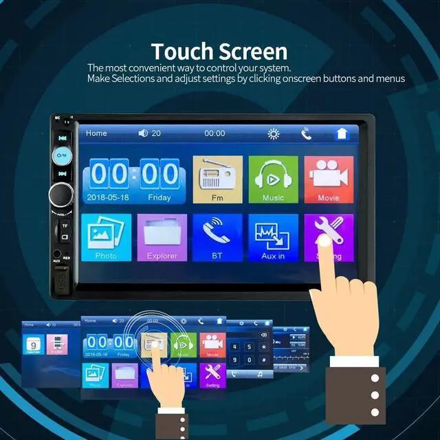 Alt view image 2 of 7 - 7" Double 2 DIN Car MP5 Player Bluetooth Touch Screen Stereo Radio With Camera