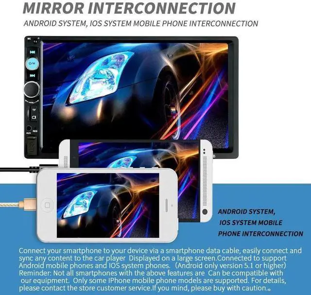 Alt view image 5 of 7 - 7" Double 2 DIN Car MP5 Player Bluetooth Touch Screen Stereo Radio With Camera