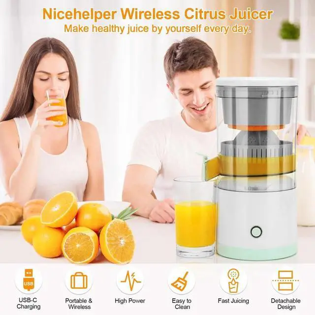 Alt view image 5 of 7 - Electric Citrus Juicer Rechargeable Hands-Free Masticating Orange Lemon Squeezer