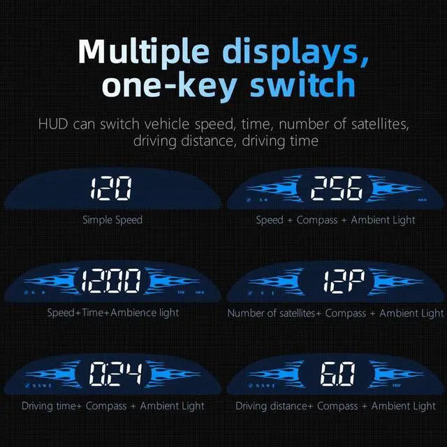 Alt view image 2 of 7 - Universal HUD GPS Head Up Display Speedometer Odometer Car Digital Speed HD US
