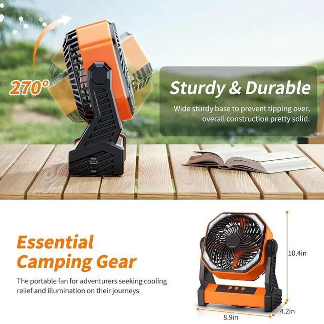 Alt view image 6 of 7 - Camping Fan Up To 99Hours Battery Powered Portable Outdoor w/22000mAh Power Bank