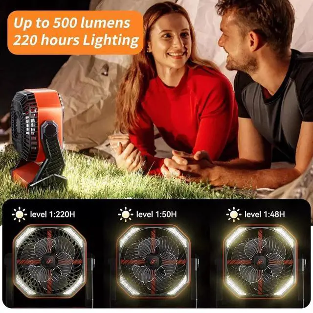 Alt view image 4 of 7 - Camping Fan Up To 99Hours Battery Powered Portable Outdoor w/22000mAh Power Bank