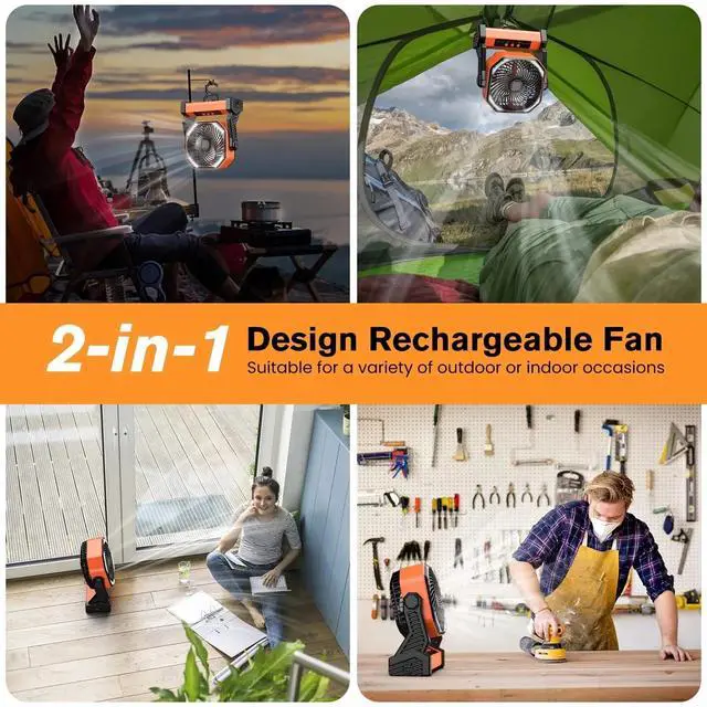 Alt view image 7 of 7 - Camping Fan Up To 99Hours Battery Powered Portable Outdoor w/22000mAh Power Bank