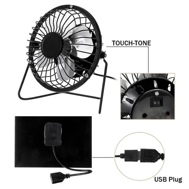 Alt view image 7 of 7 - Solar Powered Fan Portable Mini Ventilator Greenhouse Pet Dog Chicken House Cool