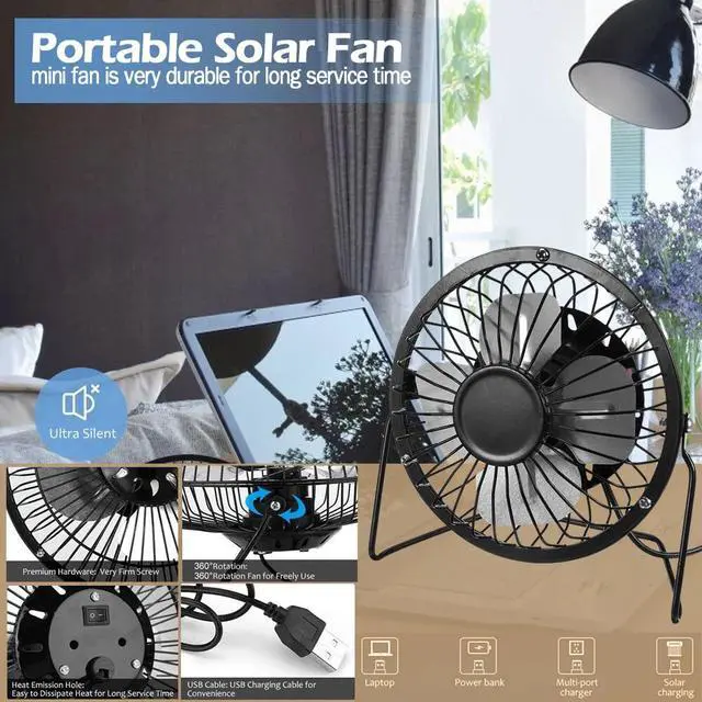 Alt view image 4 of 7 - Solar Powered Fan Portable Mini Ventilator Greenhouse Pet Dog Chicken House Cool
