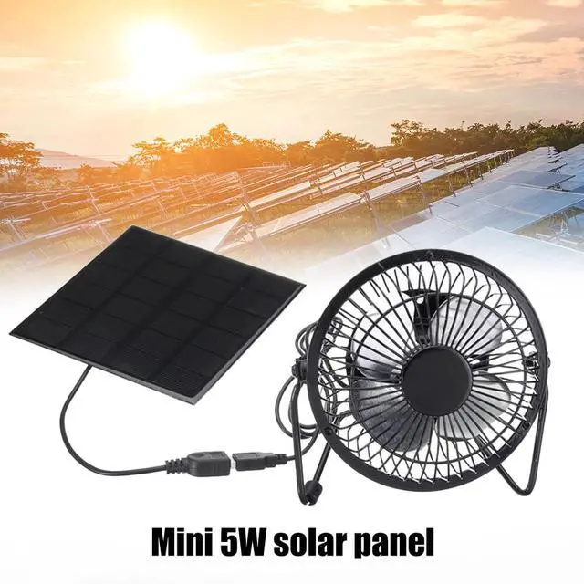 Alt view image 2 of 7 - Solar Powered Fan Portable Mini Ventilator Greenhouse Pet Dog Chicken House Cool