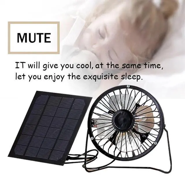Alt view image 5 of 7 - Solar Powered Fan Portable Mini Ventilator Greenhouse Pet Dog Chicken House Cool