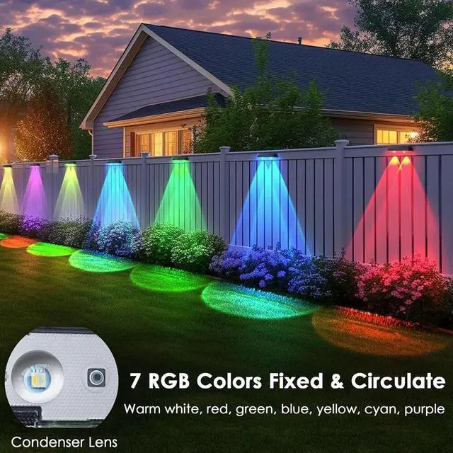 Alt view image 3 of 7 - 2x Garden Decor Lamp LED Solar Power Fence Lights Deck Wall Stair Step Outdoor