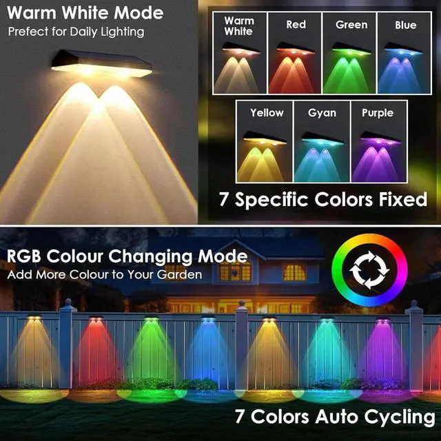 Alt view image 2 of 7 - 2x Garden Decor Lamp LED Solar Power Fence Lights Deck Wall Stair Step Outdoor