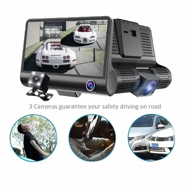 Alt view image 2 of 7 - 1080P 4" Dual Lens HD Car DVR Rearview Video Dash Cam Recorder Camera G-Sensor