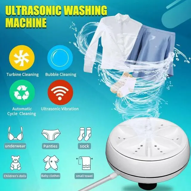 Main image of Mini Washing Machine Ultrasonic Turbo Rotating Clothes Washer Personal Home US