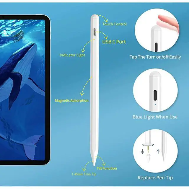 Alt view image 6 of 7 - Pencil Stylus For iPad iPhone Tablet Phone Pen Capacitive Screen