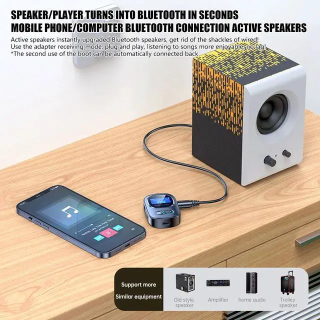 Alt view image 4 of 7 - 3IN1 Wireless Bluetooth 5.3 Transmitter Receiver MP3 Audio Adapter 3.5mm Aux Car