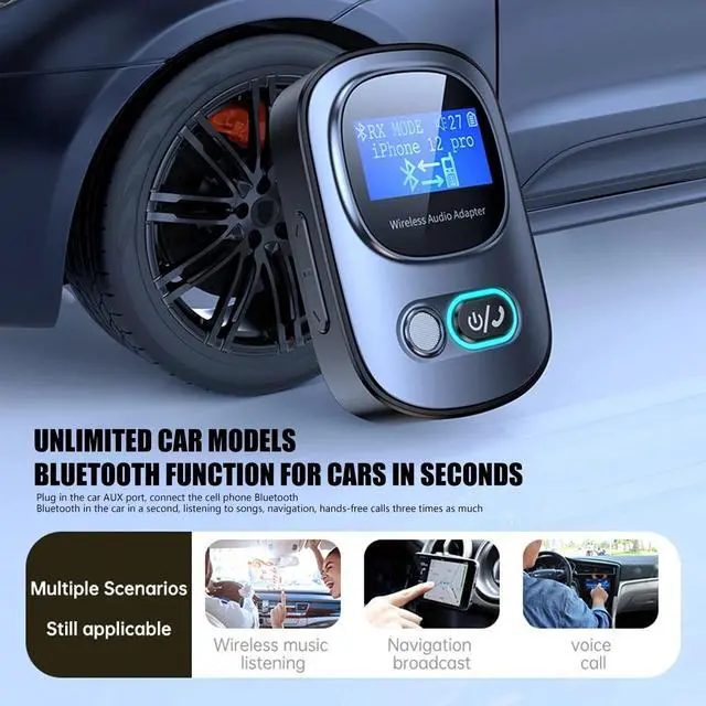 Alt view image 6 of 7 - 3IN1 Wireless Bluetooth 5.3 Transmitter Receiver MP3 Audio Adapter 3.5mm Aux Car