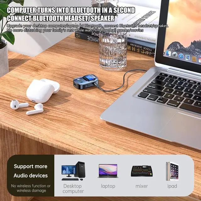 Alt view image 5 of 7 - 3IN1 Wireless Bluetooth 5.3 Transmitter Receiver MP3 Audio Adapter 3.5mm Aux Car