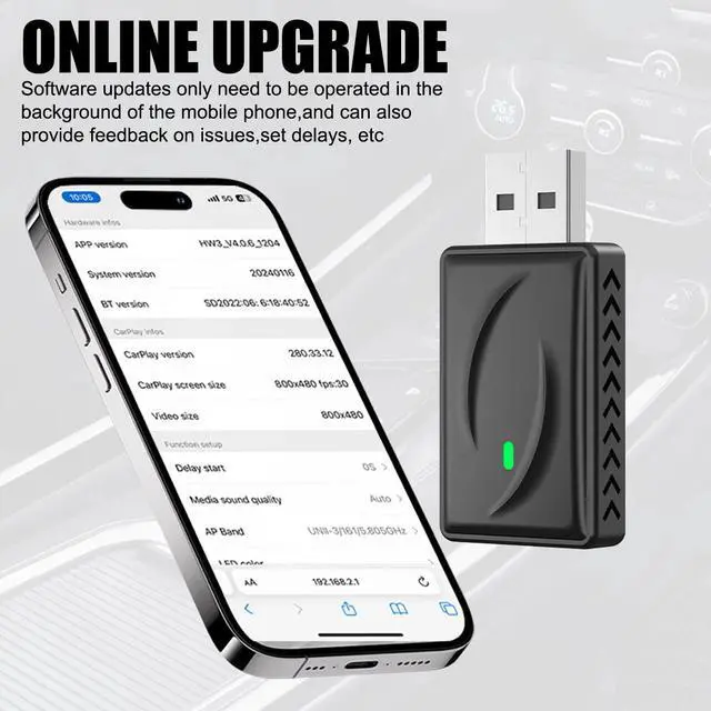 Alt view image 5 of 7 - Mini Wireless CarPlay Adapter for Plug and Play Low Latency Converts Wired