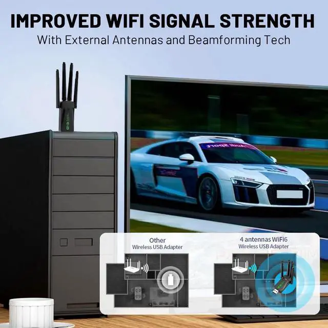 Alt view image 6 of 7 - Wireless USB Wifi 6 Adapter Bluetooth 5.4 Dongle Dual Band 2.4G/5GHz W/Antenna