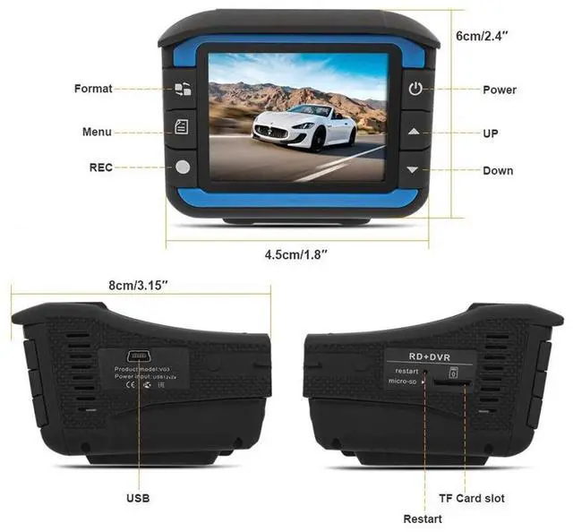 Alt view image 2 of 7 - Car DVR Recorder Video HD Dash Camera Night G-sensor Radar Laser Speed Detector