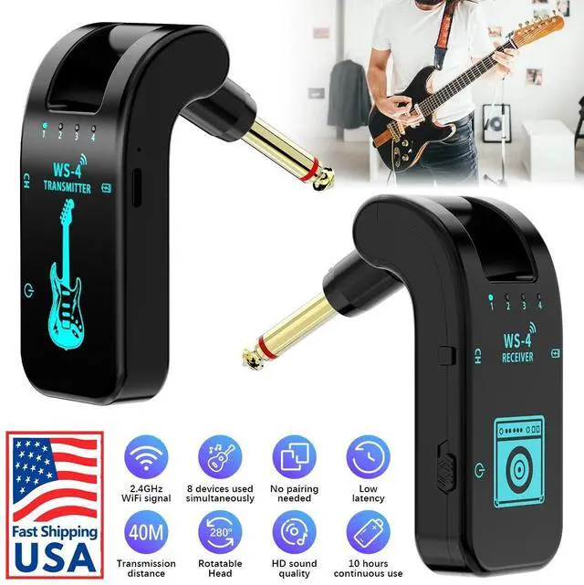 Main image of Guitar Wireless System Transmitter+Receiver Built In Rechargeable Battery 131ft