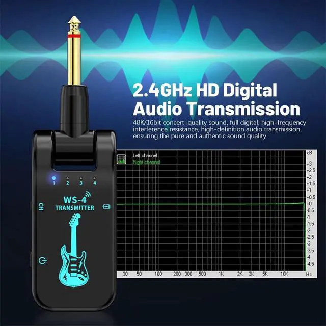 Alt view image 5 of 7 - Guitar Wireless System Transmitter+Receiver Built In Rechargeable Battery 131ft