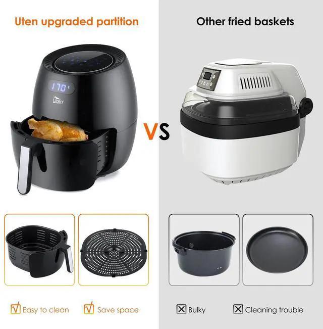 Alt view image 5 of 7 - 1700W Extra Large Deep Air Fryer LCD Display Temperature Control 6.8Q 8 Presets